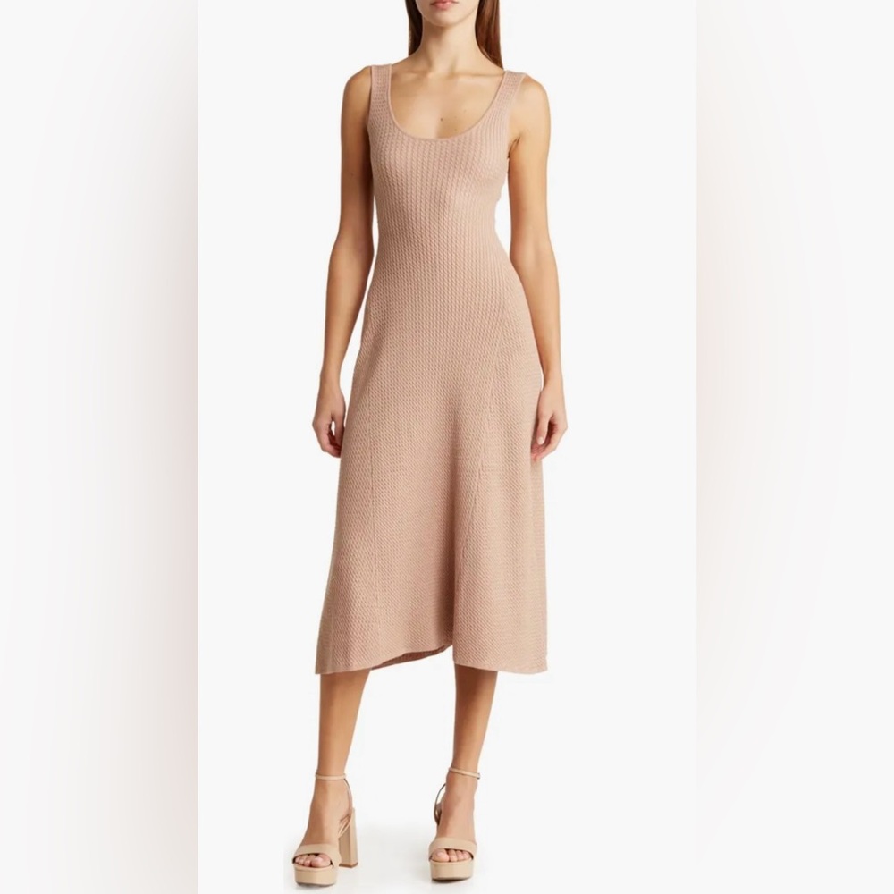 WeWoreWhat scoop neck rib midi sweater dress - tan/nude - never worn NWT!